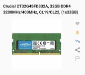 Memorija DDR4 sodimm 32GB