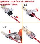 2 pinska spojnica bez lemljenja za jednobojnu 5050,5630 LED traku 10mm