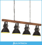Industrijska stropna svjetiljka crna E27 od drva manga - NOVO