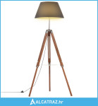 Podna svjetiljka s tronošcem medeno-crna od tikovine 141 cm - NOVO