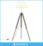 Podna svjetiljka s tronošcem sivo-bijela od tikovine 141 cm - NOVO