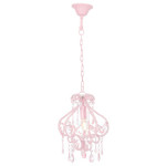 Stropna svjetiljka s perlama ružičasta okrugla E14 - NOVO