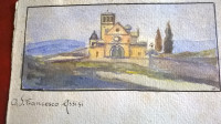 akvarel razglednica - CR,S, Francesco assisi