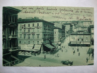 FIUME -PIAZZA DANTE - OLD POSTCARD - DOPISNICA RIJEKA - PUTOVALA