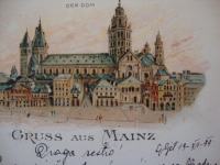 GRUSS aus MAINZ , DER DOM DER,DER MARKTBRUNEN,1899.Dopisnica putovala