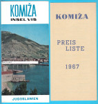 KOMIŽA otok Vis ex Yu turistička brošura prospekt sa cijenikom za 1967