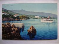 LOVRANA ,Hafen postcard 1912.- LOVRAN dopisnica putoval 1912. za Drniš