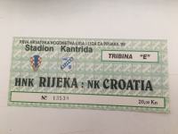 Ulaznica Nk Rijeka - NK Dinamo (Croatia) 1999. g Liga za prvaka