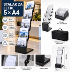 STALAK ZA LETKE 5 × A4 – SKLOPIV, PROFESIONALNI PREZENTER + TORBA