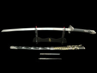 Dekorativna katana Dragon s nožićima Kogai i Kozuka mač sablja nož