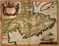 Stara karta Istre 1640. - reprodukcija na platnu 60x46 cm