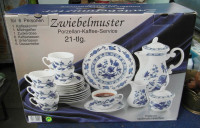 Porculanski servis za kavu zwiebelmuster , 21 komad za 6 osoba, Wellco