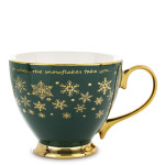 Šalica 380ml zelana sa zlatnom ručkom