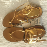 Zlatne, nove kožne sandale, Zara, br.39