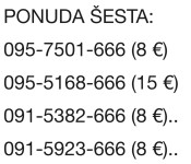 od 4,44 do 44,44 €/SIM brojevi mobitela s 3 ili 4 jednaka broja u nizu