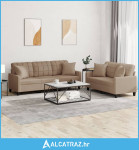2-dijelni set sofa s jastucima boja cappuccina od umjetne kože - NOVO