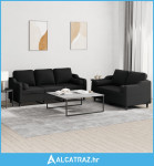 2-dijelni set sofa s jastucima crni od tkanine - NOVO