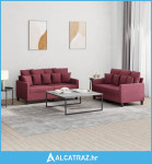 2-dijelni set sofa s jastucima crvena boja vina od tkanine - NOVO