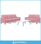 2-dijelni set sofa s jastucima ružičasti baršunasti - NOVO