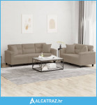 2-dijelni set sofa s jastucima smeđesivi od mikrovlakana - NOVO