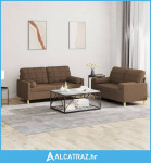 2-dijelni set sofa s jastucima smeđi od tkanine - NOVO