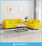 2-dijelni set sofa s jastucima svjetložuti od tkanine - NOVO