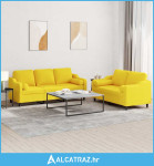 2-dijelni set sofa s jastucima svjetložuti od tkanine - NOVO