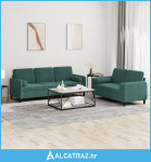 2-dijelni set sofa s jastucima tamnozeleni baršunasti - NOVO