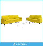 2-dijelni set sofa s jastucima žuti baršunasti - NOVO