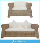 2-dijelni set sofa od prirodnog ratana s jastucima - NOVO