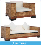 2-dijelni set sofa od prirodnog ratana s jastucima smeđi - NOVO