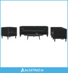 3-dijelni set sofa Chesterfield crni baršunasti - NOVO