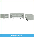 3-dijelni set sofa Chesterfield svjetlosivi baršunasti - NOVO