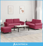 3-dijelni set sofa s jastucima crvena boja vina baršunasti - NOVO