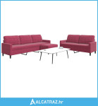 3-dijelni set sofa s jastucima crvena boja vina baršunasti - NOVO