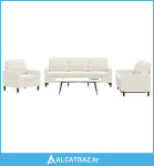 3-dijelni set sofa s jastucima krem baršunasti - NOVO