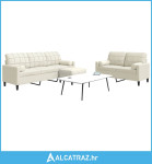 3-dijelni set sofa s jastucima krem baršunasti - NOVO