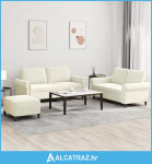 3-dijelni set sofa s jastucima krem baršunasti - NOVO