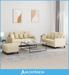 3-dijelni set sofa s jastucima krem od tkanine - NOVO
