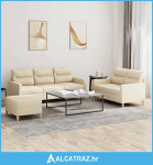 3-dijelni set sofa s jastucima krem od tkanine - NOVO