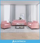 3-dijelni set sofa s jastucima ružičasti baršunasti - NOVO