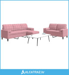 3-dijelni set sofa s jastucima ružičasti baršunasti - NOVO