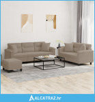 3-dijelni set sofa s jastucima smeđesivi od mikrovlakana - NOVO