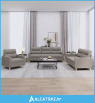 3-dijelni set sofa s jastucima smeđesivi od tkanine - NOVO
