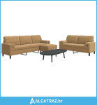 3-dijelni set sofa s jastucima smeđi baršunasti - NOVO