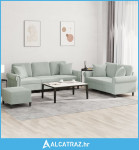 3-dijelni set sofa s jastucima svjetlosivi baršunasti - NOVO