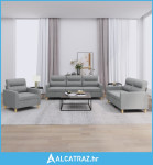 3-dijelni set sofa s jastucima svjetlosivi od tkanine - NOVO
