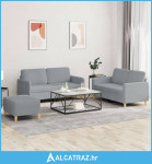 3-dijelni set sofa s jastucima svjetlosivi od tkanine - NOVO