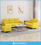3-dijelni set sofa s jastucima svjetložuti od tkanine - NOVO