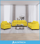 3-dijelni set sofa s jastucima svjetložuti od tkanine - NOVO